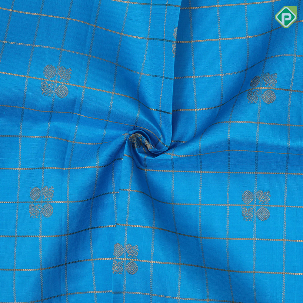 Peacock blue gold zari kattam annam chakkaram design rani pink gold zari annam butta pattu paavadai lehanka