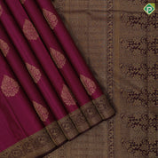 Mehndi green gold zari flower in leaf design brown gold zari peacock banaras style border gift silk saree
