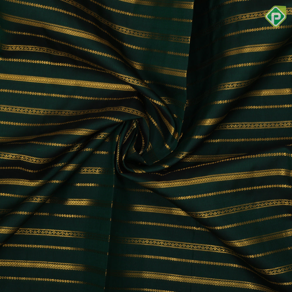 Bottle green gold zari track lines design orangish pink gold zari diamond design pattu paavadai lehanka