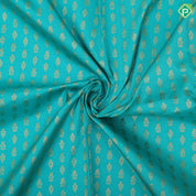 Peacock green gold zari fancy flower butta red gold zari fancy border pattu paavadai lehanka