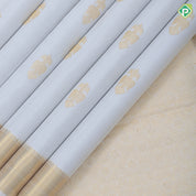 Pure white gold zari gandapiranda butta motifs self gold zari bavanji border traditional silk saree