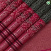 bottle green with copper silver zari self butta design tomato red silver gold zari double annam butta border grand silk saree