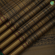 Gray Gold Zari Lines Design Edge Green Mayilkan Floral Border Design Traditional Silk Saree