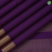 Purple with gold zari kattam checks design self gold zari bavanji border traditional koorai silk saree