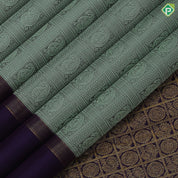 Sage Green Thread Manga Design Violet Gold Zari Lines Border Design Trendy Fancy Silk Saree