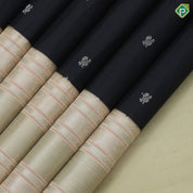 Black Colour Thread Peacock Butta Design Cream White Peacock Mayilkan Kamalam Border Design Luxury Black Silk Saree