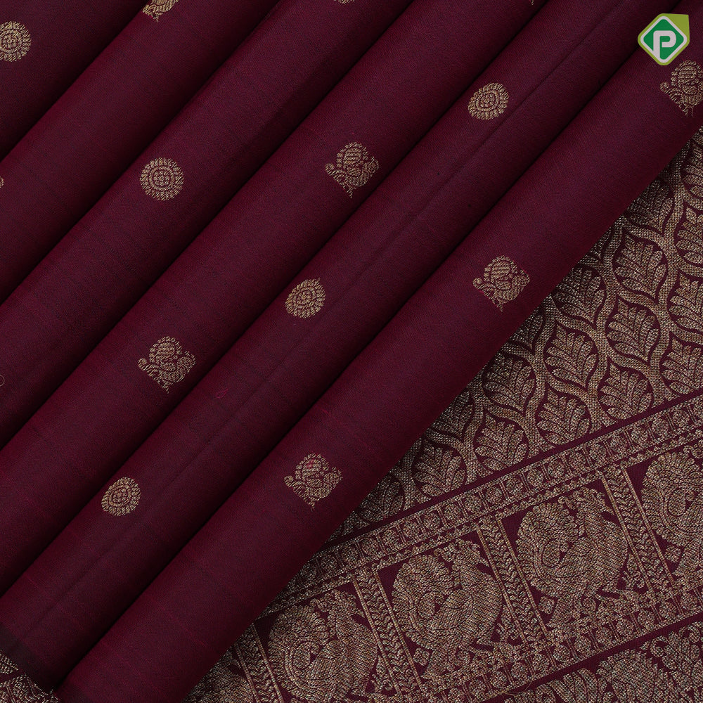 Purple gold zari Annam rudraksham butta design borderless traditional silk saree