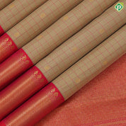 Butter biscuit with orange pattu kattam gold zari rudraksham butta rani pink gold zari cross lines border traditional silk saree