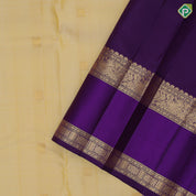 Sandal gold zari annam Chakkaram butta motifs purple blue gold zari retta pett border traditional retro silk saree