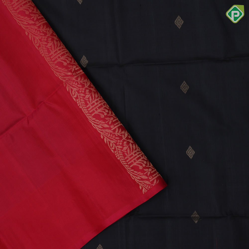 Black color gold zari diamond butta design rani pink silver gold zari fancy floral border soft silk saree