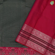 bottle green with copper silver zari self butta design tomato red silver gold zari double annam butta border grand silk saree