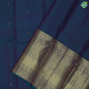 Peacock blue small butta dual tone design self gold zari high border traditional silk saree