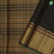 Gray Gold Zari Lines Design Edge Green Mayilkan Floral Border Design Traditional Silk Saree