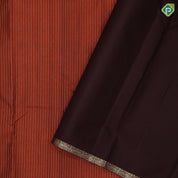 Rust orange gold zari vairaoosi stripes design self gold zari temple rack design edge border gift silk saree