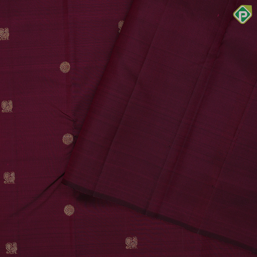 Purple gold zari Annam rudraksham butta design borderless traditional silk saree