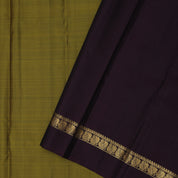 Manthulir green plain weaved contrast brown gold zari peacock butta line border Plain traditional vintage silk saree