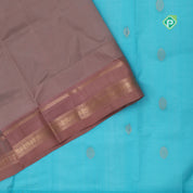 Sea blue with zari butta meena work onion pink gold zari border kuppadam silk cotton saree