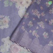 Purple with silver zari floral tissue design self zari floral pattern border fancy tissue saree
