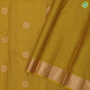 Citrine Yellow Gold Zari Vairaoosi Lines Chagaram Design Self Colour Mayilkan Ruthracham Border Design Traditional Silk Saree
