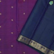 Purple Gold Zari Vairaoosi Lines Peacock Charaga Motif Design Peacock Blue Manga Temple Reck Peacock Border Design Traditional Silk Saree