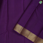 Purple with gold zari kattam checks design self gold zari bavanji border traditional koorai silk saree
