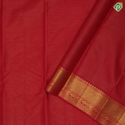 Red Gold Zari Vairaoosi Lines Self Colour Ruthracham Floral Border Design Traditional Silk Saree