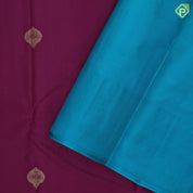 Dark purple gold zari fancy leaf butta design self gold zari grand peacock and creeper design border gift silk saree