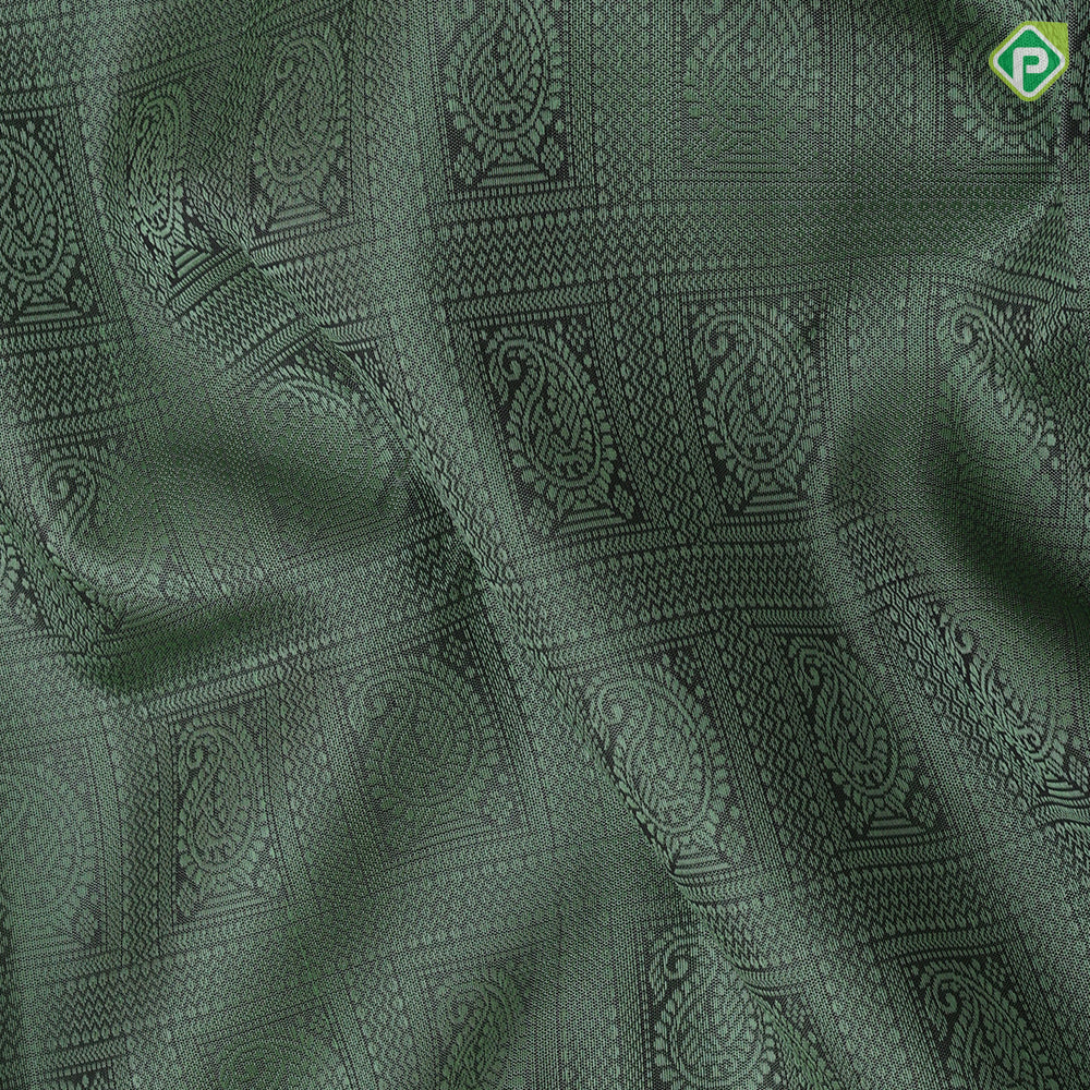 Sage Green Thread Manga Design Violet Gold Zari Lines Border Design Trendy Fancy Silk Saree