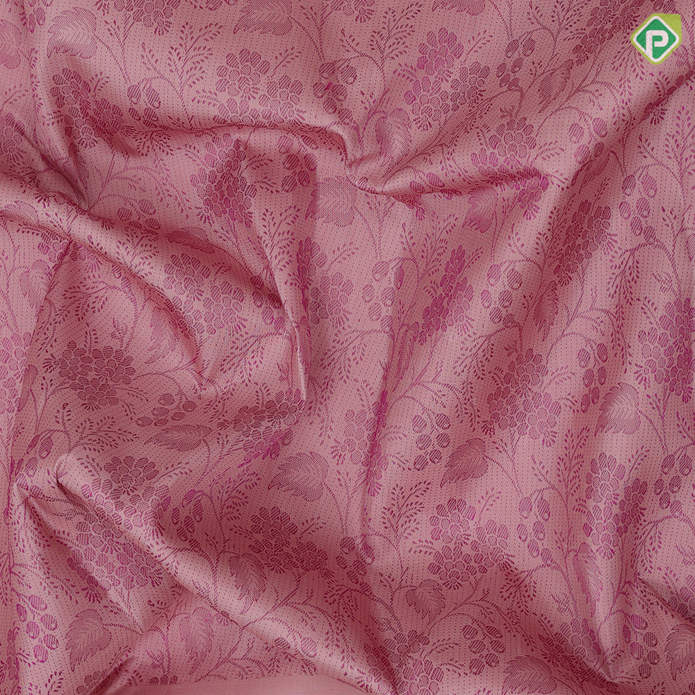 Onion pink purple flower creeper weaved design self onion pink multi colour fancy butta border trendy designer silk saree