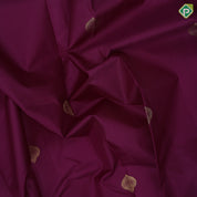 Dark purple gold zari fancy leaf butta design self gold zari grand peacock and creeper design border gift silk saree