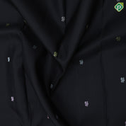 Black Colour Thread Peacock Butta Design Cream White Peacock Mayilkan Kamalam Border Design Luxury Black Silk Saree