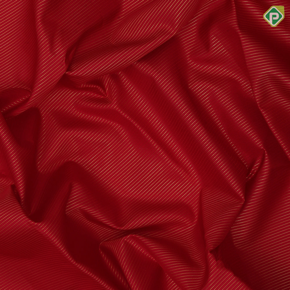 Red Gold Zari Vairaoosi Lines Self Colour Ruthracham Floral Border Design Traditional Silk Saree