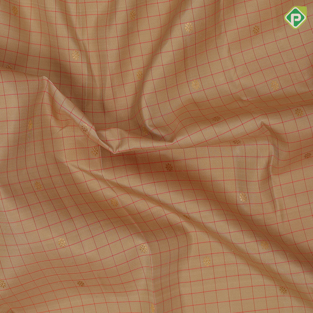 Butter biscuit with orange pattu kattam gold zari rudraksham butta rani pink gold zari cross lines border traditional silk saree