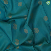 Teal green gold zari vairaoosi mango kandapiranda butta design self gold zari zig zag design border traditional vintage silk saree
