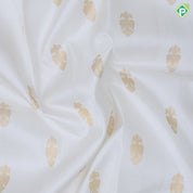 Pure white gold zari gandapiranda butta motifs self gold zari bavanji border traditional silk saree
