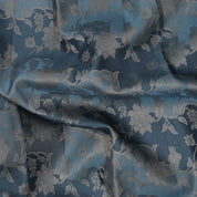 Greyish blue silver gold zari grand floral creeper design admiral blue silver gold zari fancy checks border grand bridal silk saree