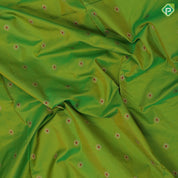 parrot green gold zari flower butta design pink paithani work border and pallu banaras silk saree