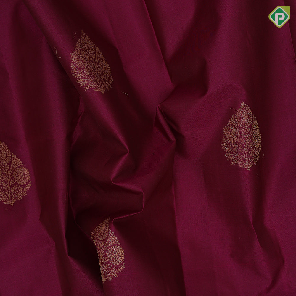 Mehndi green gold zari flower in leaf design brown gold zari peacock banaras style border gift silk saree