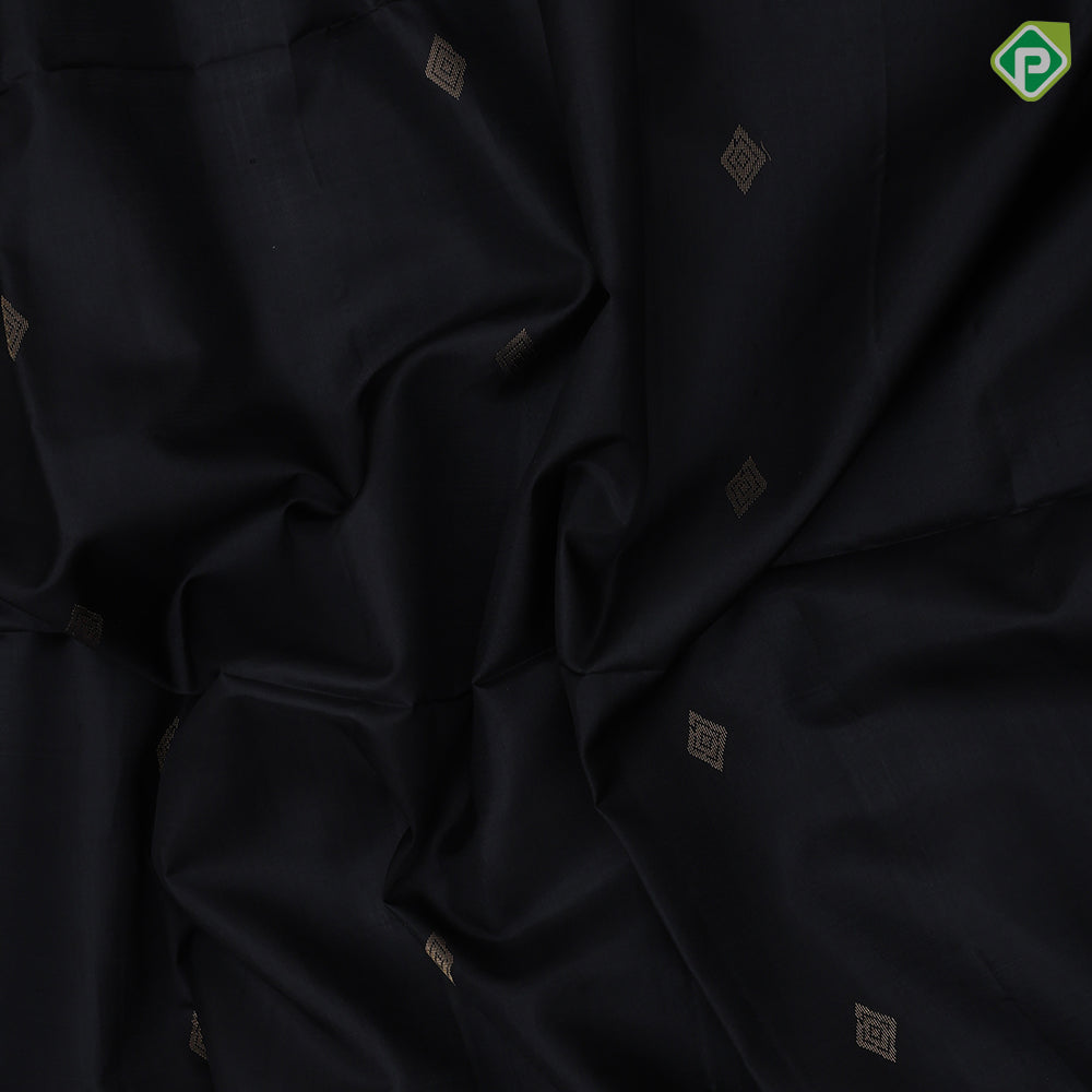Black color gold zari diamond butta design rani pink silver gold zari fancy floral border soft silk saree