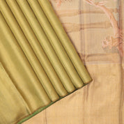 Mint green base Raja Ravi Varma poet painting inspired pallu concept signature edition tissue silk saree