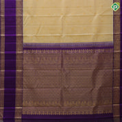 Sandal gold zari annam Chakkaram butta motifs purple blue gold zari retta pett border traditional retro silk saree