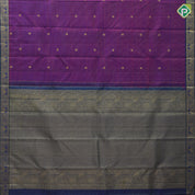 Purple Gold Zari Vairaoosi Lines Peacock Charaga Motif Design Peacock Blue Manga Temple Reck Peacock Border Design Traditional Silk Saree