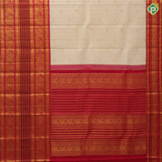 Milk white gold zari vairaoosi kattam butta design red gold zari peacock butta lines high border tradtional silk saree