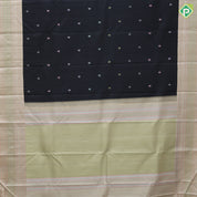 Black Colour Thread Peacock Butta Design Cream White Peacock Mayilkan Kamalam Border Design Luxury Black Silk Saree
