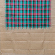 trending multi color checks design beige plain border gift silk saree