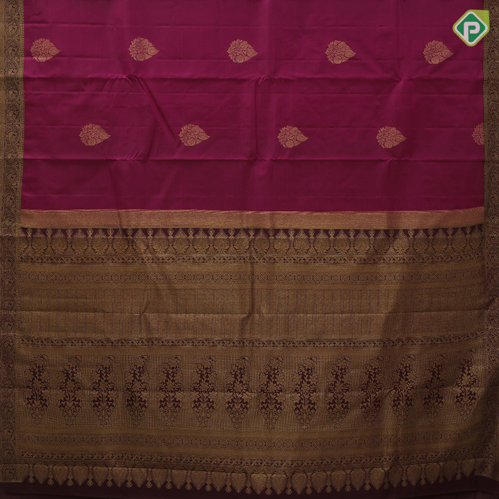 Mehndi green gold zari flower in leaf design brown gold zari peacock banaras style border gift silk saree