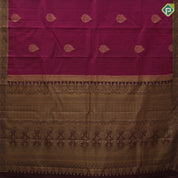 Mehndi green gold zari flower in leaf design brown gold zari peacock banaras style border gift silk saree