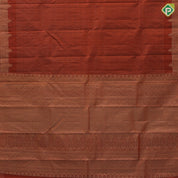 Rust orange gold zari vairaoosi stripes design self gold zari temple rack design edge border gift silk saree