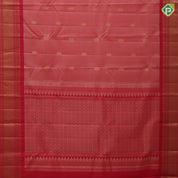 Peach Colour Gold Zari Small Butta Design Chilly Red Mayilkan Border Design Pure Mix Silk Saree
