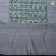 Amazon green post card design self blueish grey plain border contemporary trendy designer silk saree